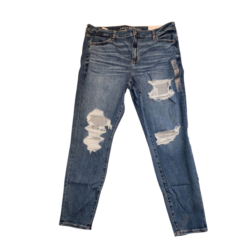American Eagle NEW Hi-Rise Jegging Next Level Stretch Distressed Jeans Blue 18